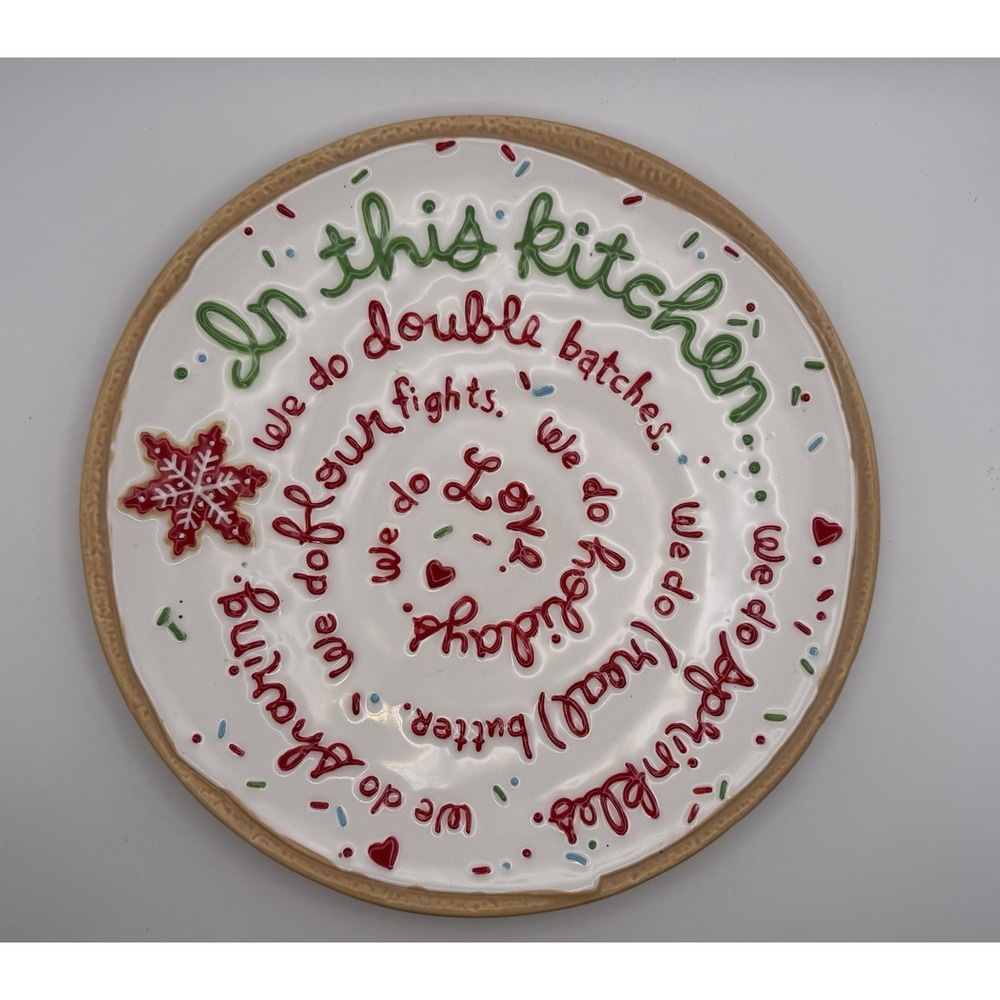 Hallmark In This Kitchen Christmas Ceramic Mrs. Claus Sugar Cookie Recipe Plate